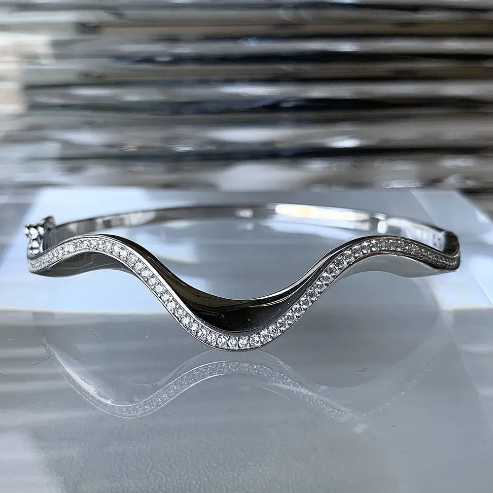 Sterling Silver Big Wave Geometric Bracelet - DY170006 - bracelet